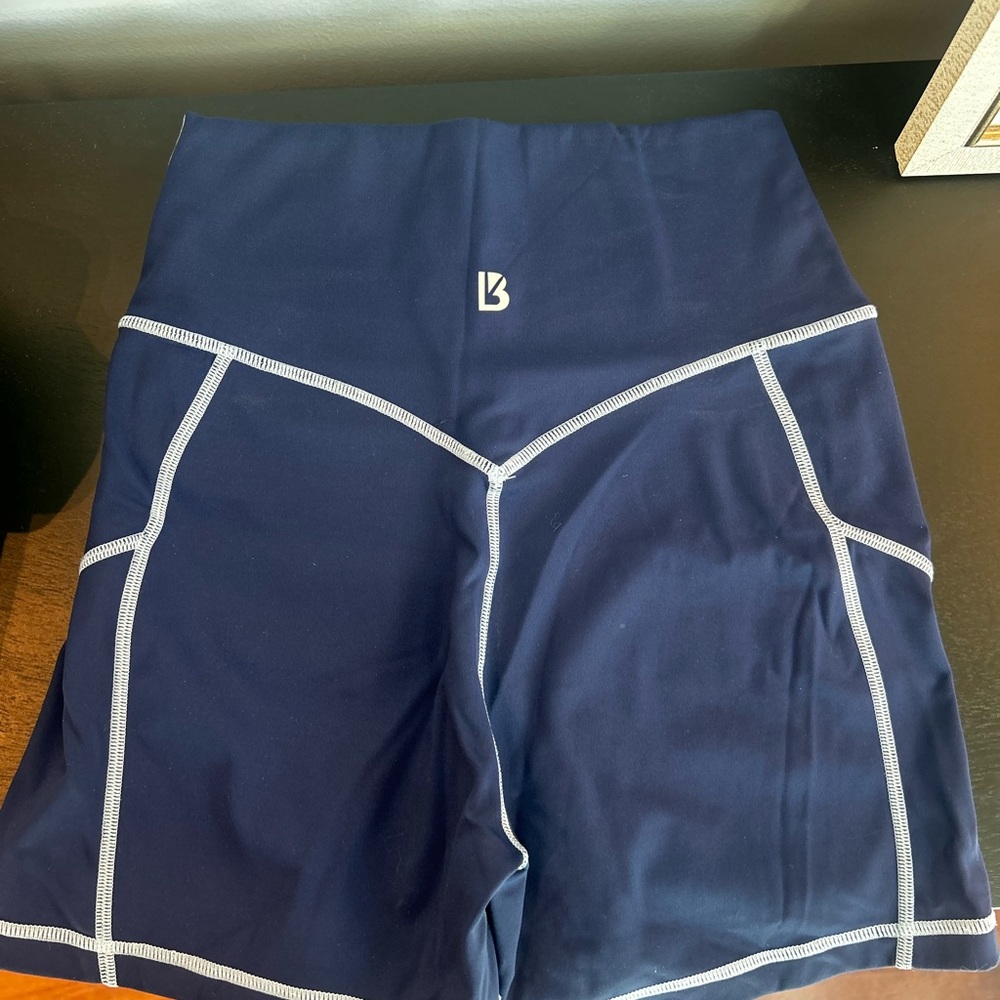 BuffBunny Navy Shorts with light blue Stitching